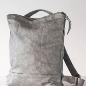 Grey Leather Handmade Backpack